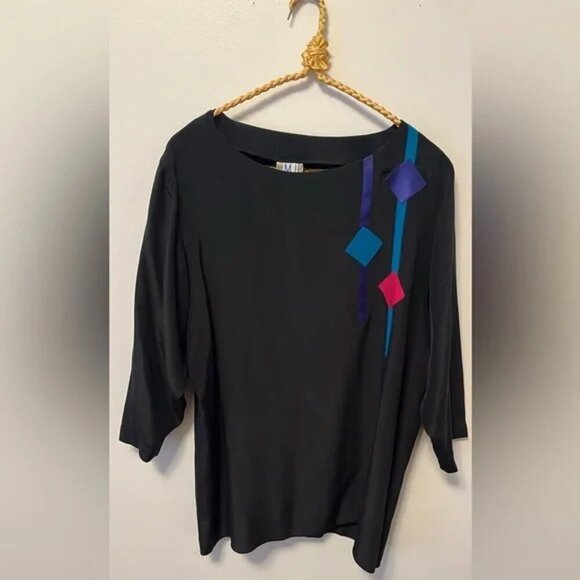 Vintage Lore Maria Wiener 1970 100% silk vintage designer blouse - Picture 5 of 7